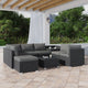 Large Modular Outdoor Ottoman Lounge Set in Black | Outdoorium