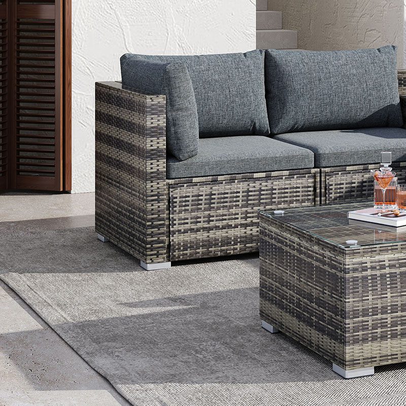 Large Modular Outdoor Ottoman Lounge Set in Grey - Outdoorium