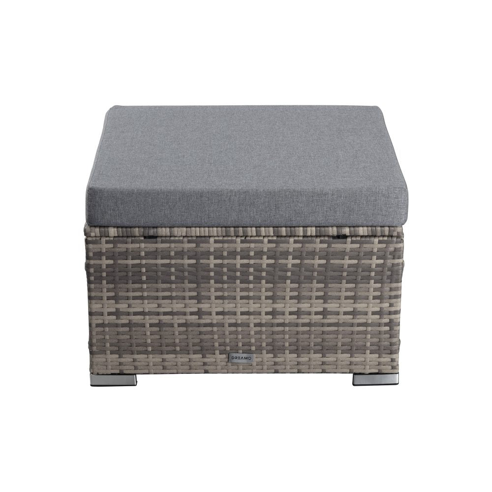 Large Modular Outdoor Ottoman Lounge Set in Grey | Outdoorium