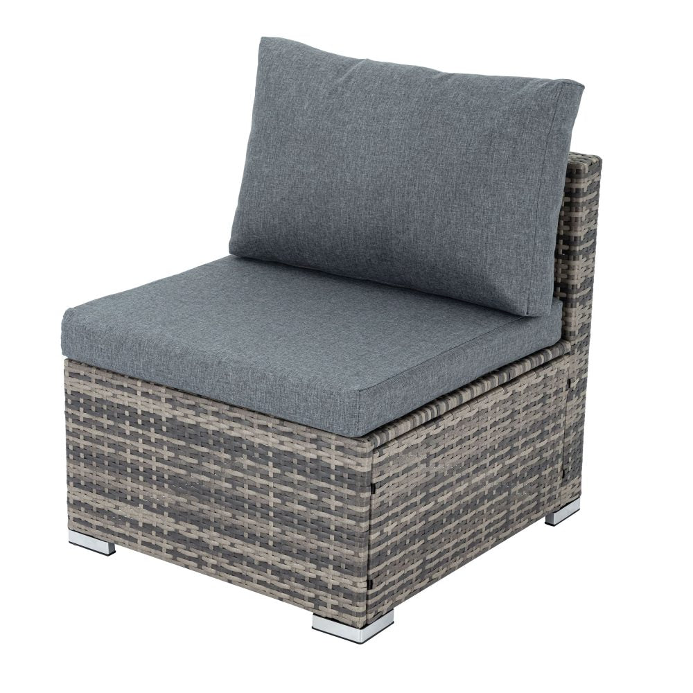 Large Modular Outdoor Ottoman Lounge Set in Grey | Outdoorium