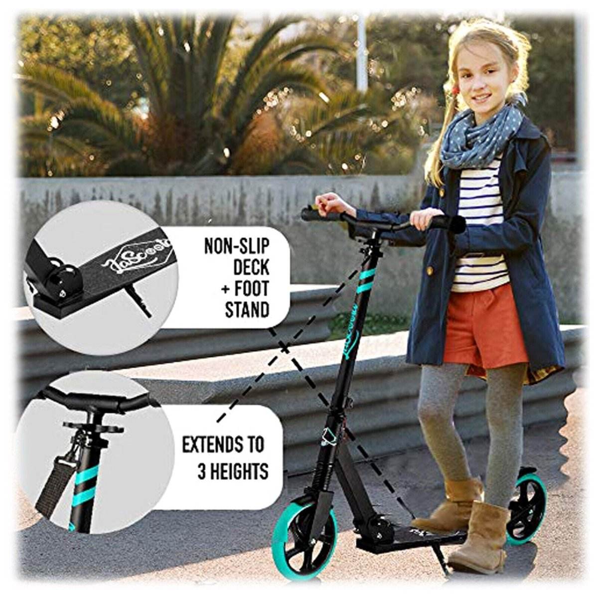 Lascoota Pulse Kick Push Commuter Scooter Teen Adult Graphic Black | Outdoorium