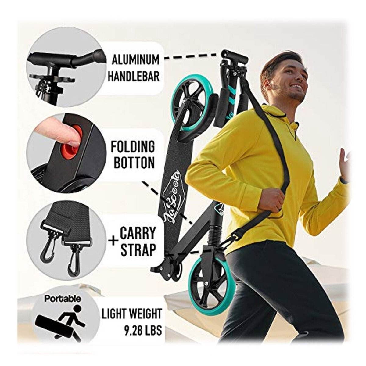 Lascoota Pulse Kick Push Commuter Scooter Teen Adult Graphic Black | Outdoorium