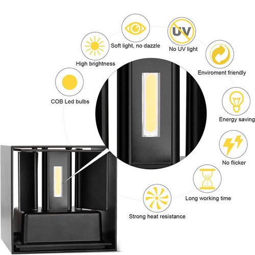 LED Wall Light Cube 12W Waterproof Outdoor Indoor Lighting Fixtures Cool - Outdoorium