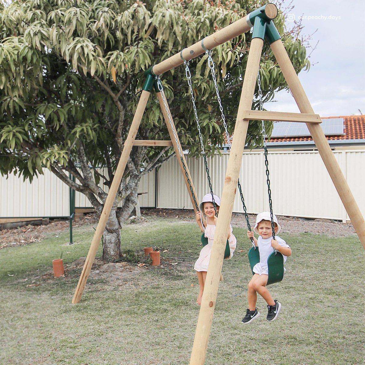 Lifespan Kids Amber 3 Double Belt Swing Set - Outdoorium