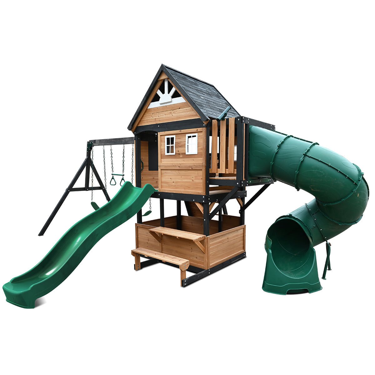 Lifespan Kids Claremont Swing Set & Play Centre with 2.2m Slide (Green) | Outdoorium