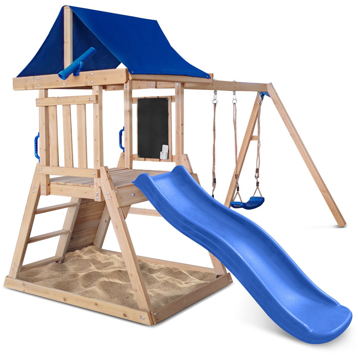 Lifespan Kids Hazelbrook Swing Set & Playground with 1.8m Slide (Blue) | Outdoorium