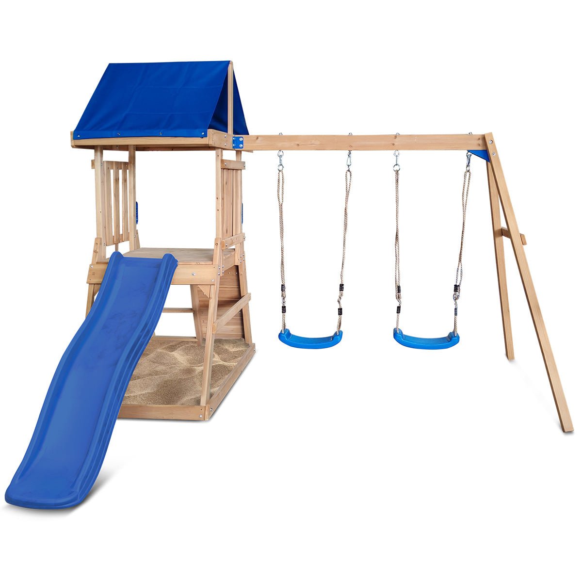 Lifespan Kids Hazelbrook Swing Set & Playground with 1.8m Slide (Blue) | Outdoorium