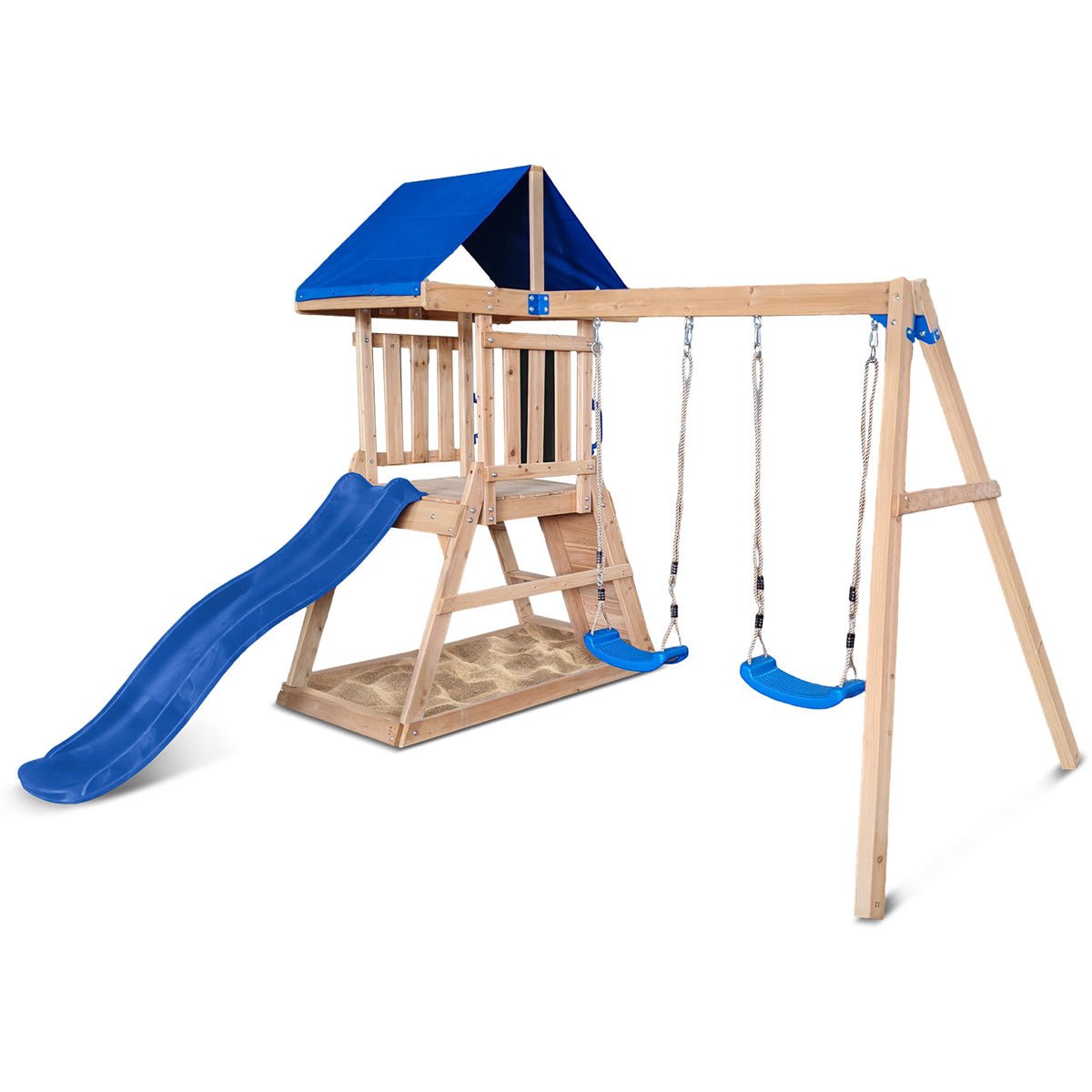 Lifespan Kids Hazelbrook Swing Set & Playground with 1.8m Slide (Blue) | Outdoorium