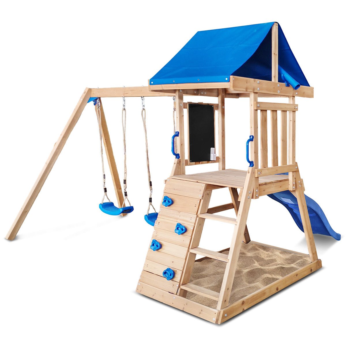 Lifespan Kids Hazelbrook Swing Set & Playground with 1.8m Slide (Blue) | Outdoorium