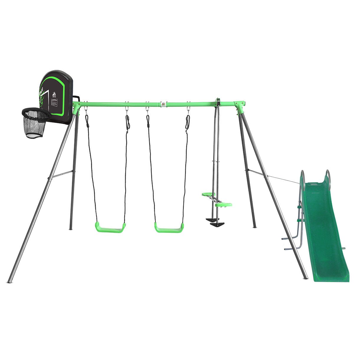 Lifespan Kids Hurley 2 Metal Swing Set with Slide &amp; Hoop - Outdoorium