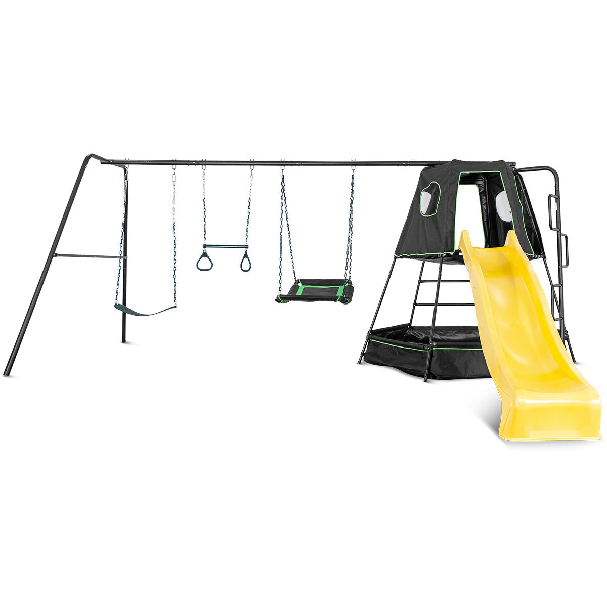 Lifespan Kids Pallas Play Tower with Metal Swing Set in Yellow Slide - Outdoorium