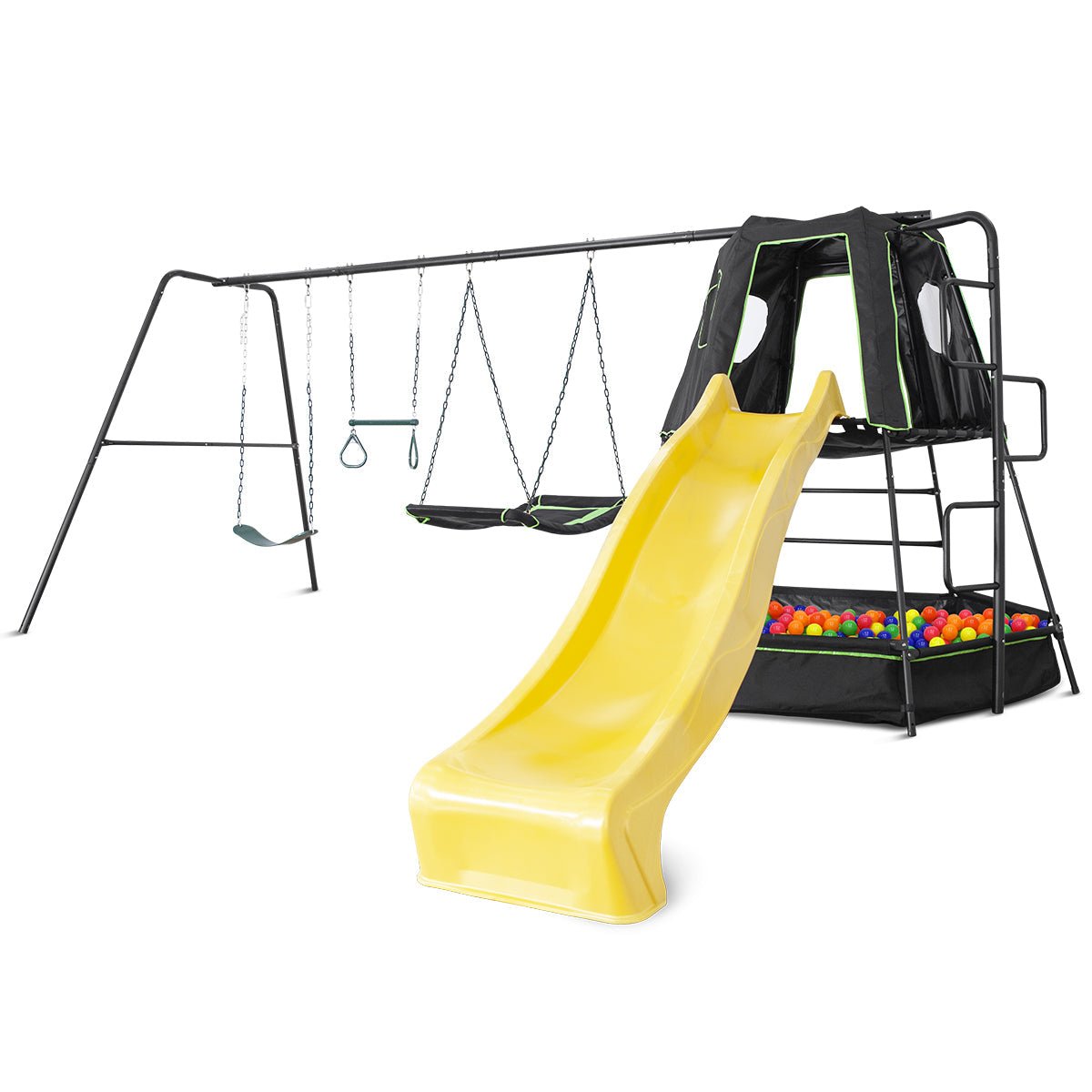 Lifespan Kids Pallas Play Tower with Metal Swing Set in Yellow Slide - Outdoorium