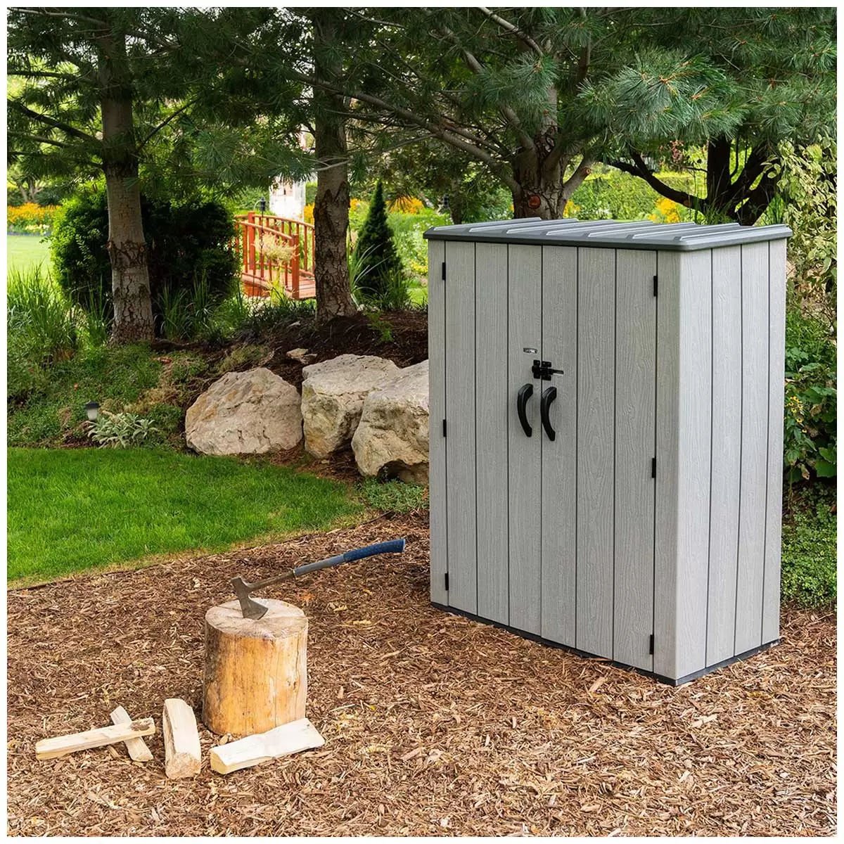 Lifetime Vertical Shed With Shelves | Outdoorium