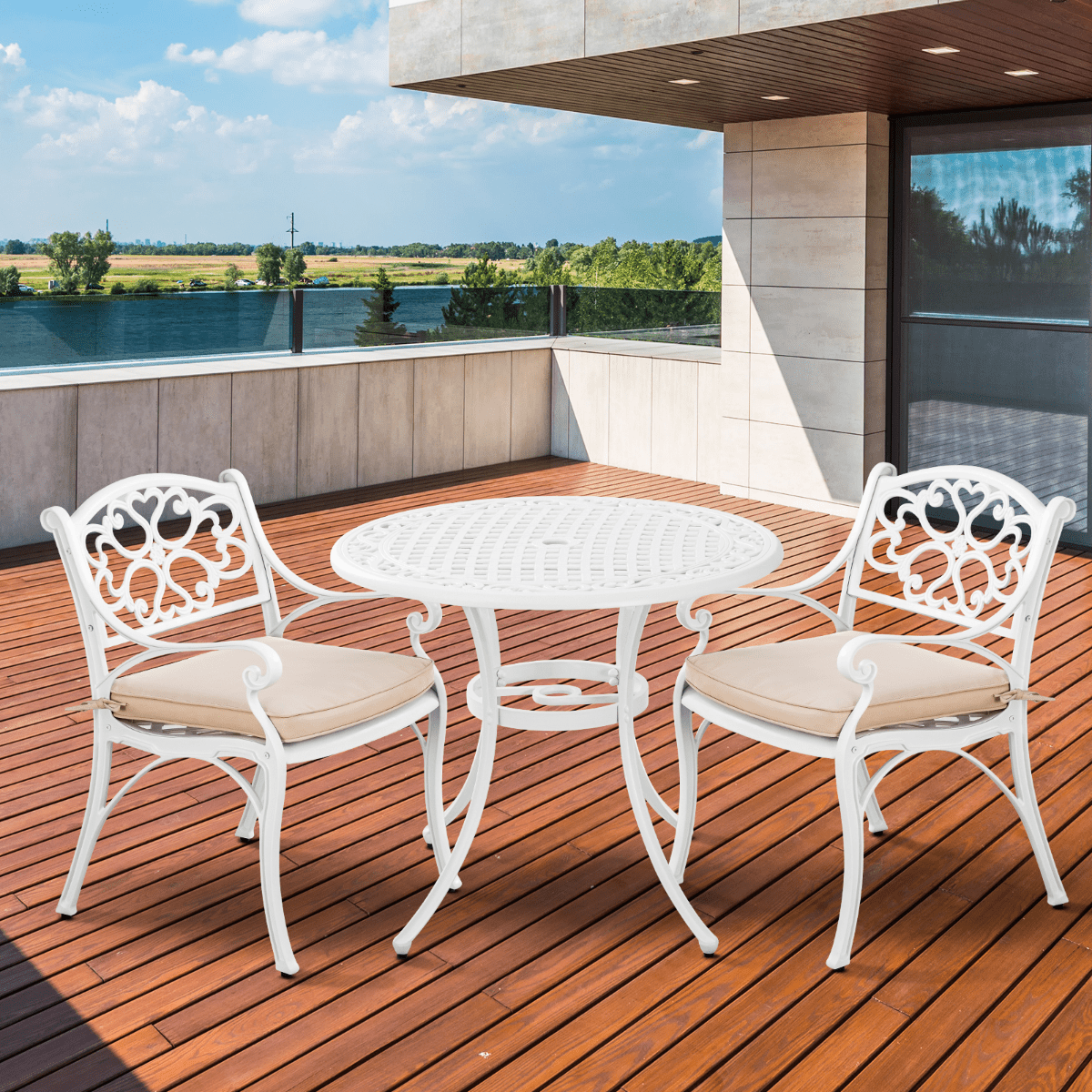 Marco Aluminium 3 Pce Setting(CAT - 090 white + CAC - 042 white) | Outdoorium