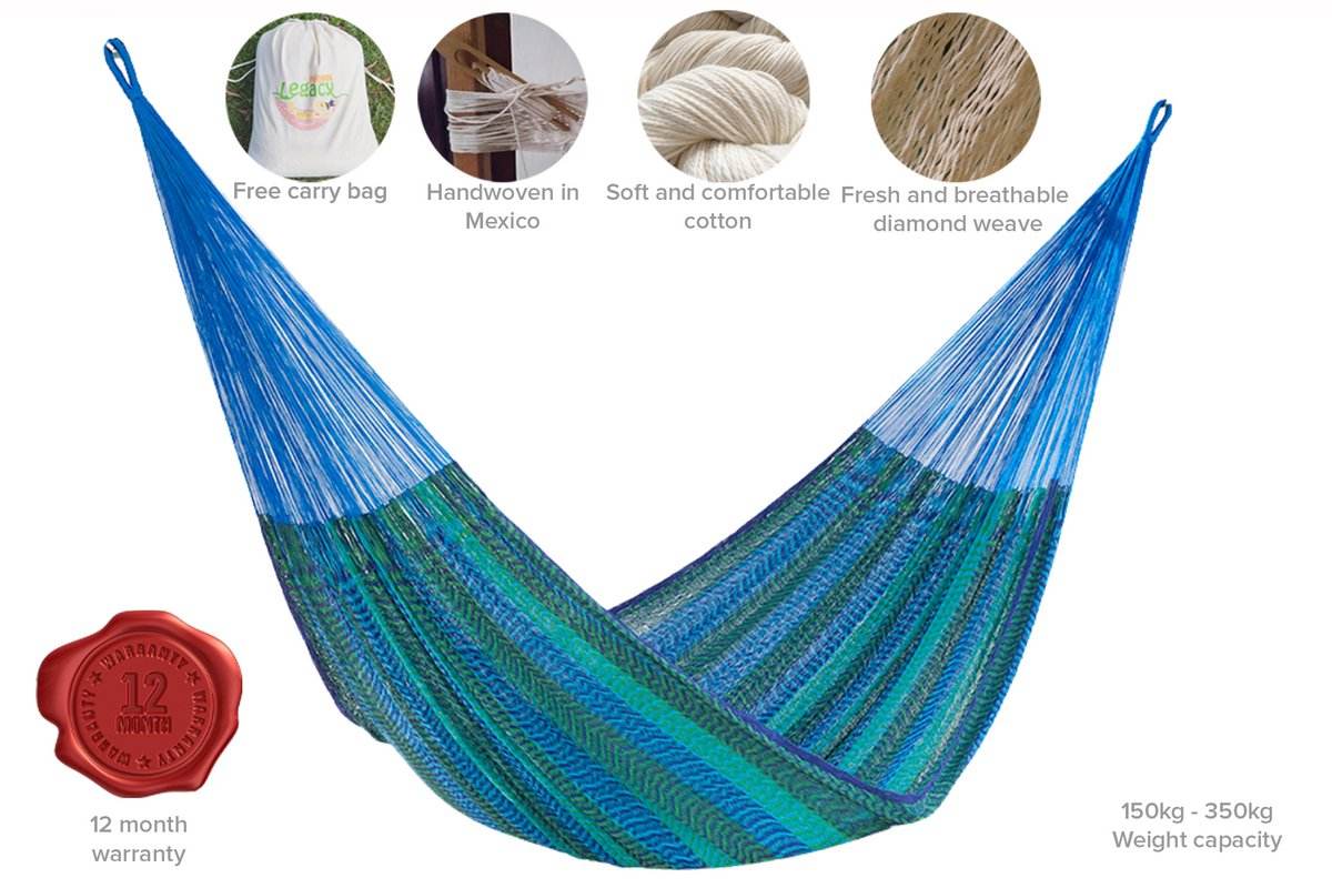 Mayan Legacy Bed Cotton hammock - Classic in Caribe colour - Outdoorium