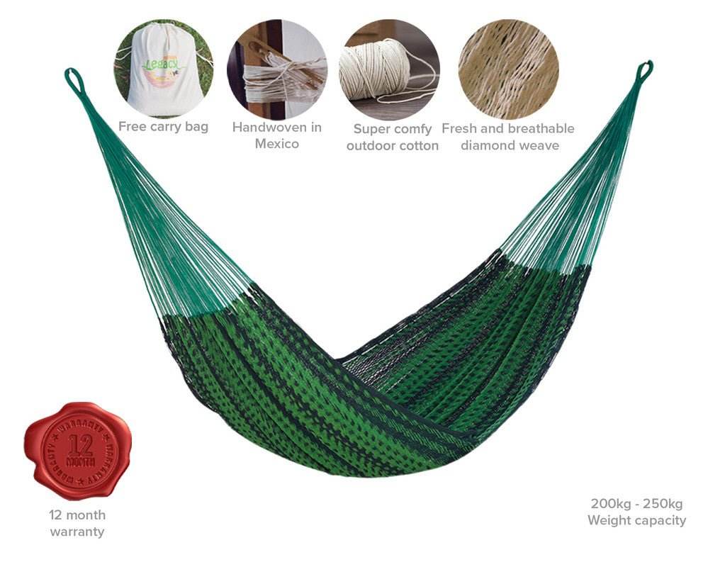 Mayan Legacy Queen Size Outdoor Cotton Mexican Hammock in Jardin Colour - Outdoorium