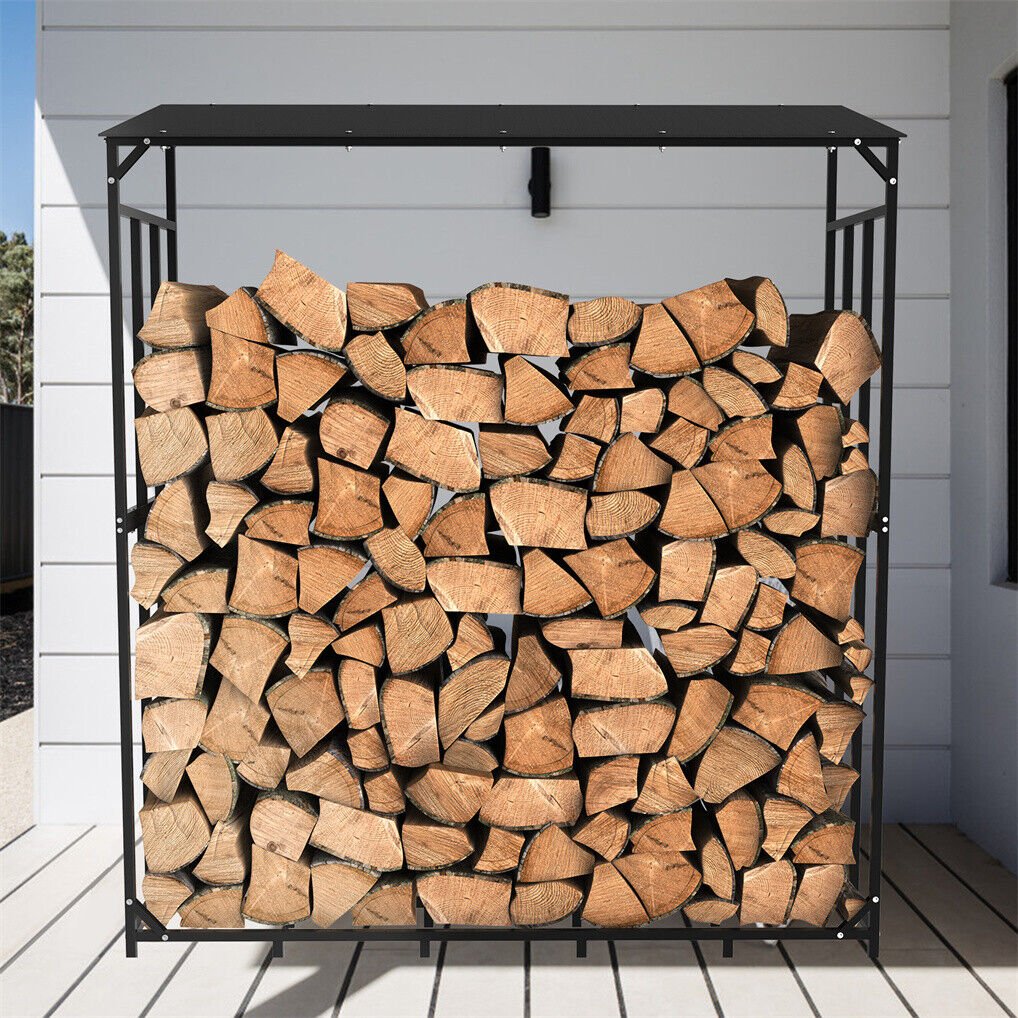 Metal Log Storage Shed Outdoor Firewood Rack Holder | Outdoorium