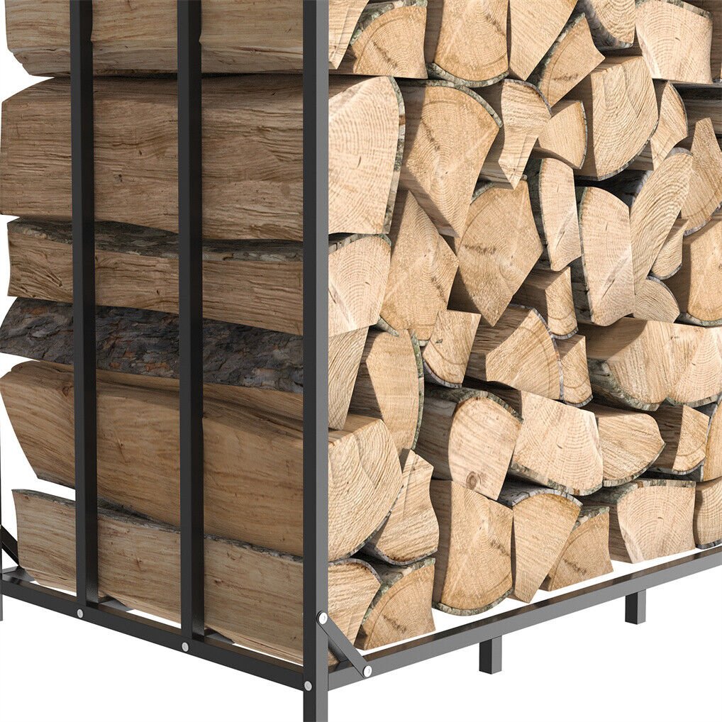 Metal Log Storage Shed Outdoor Firewood Rack Holder | Outdoorium