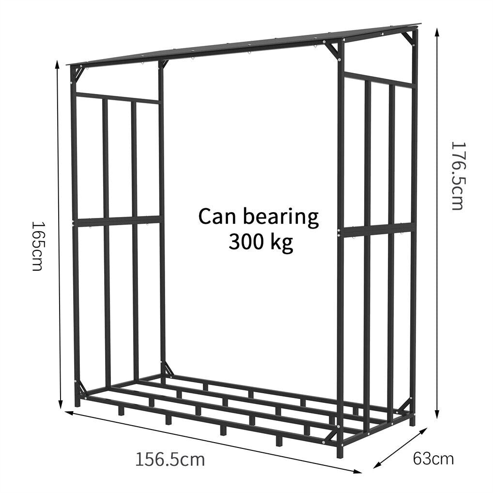 Metal Log Storage Shed Outdoor Firewood Rack Holder | Outdoorium