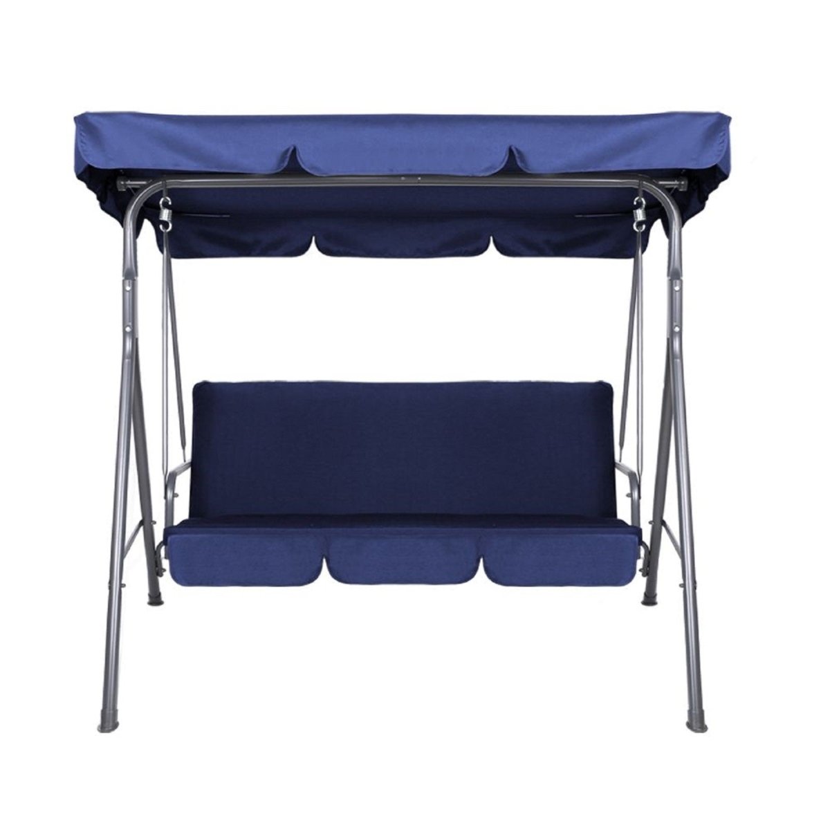 Milano Outdoor Swing Bench Seat Chair Canopy Furniture 3 Seater Garden Hammock - Dark Blue - Outdoorium