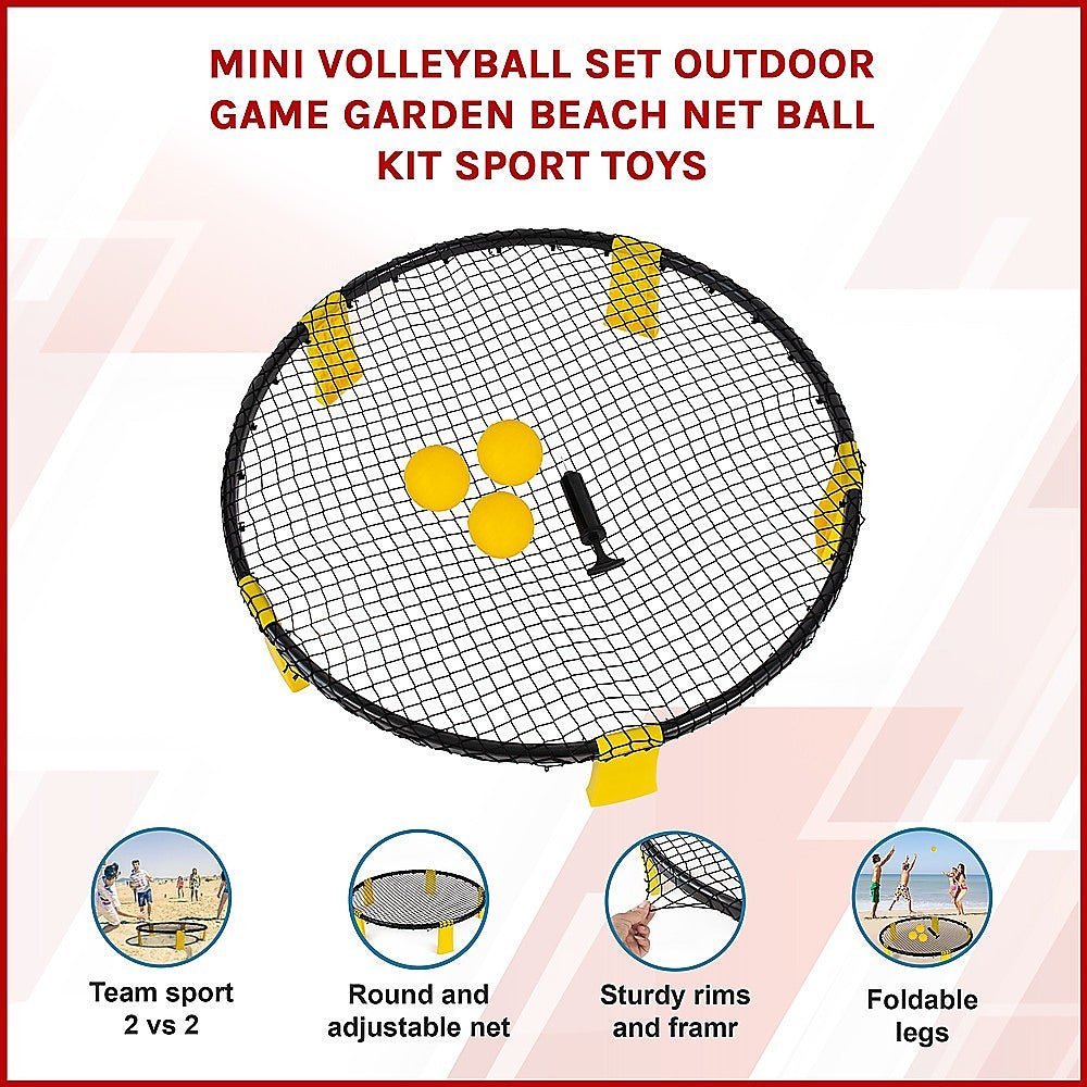 Mini Volleyball Set Outdoor Game Garden Beach Net Ball Kit Sport Toys - Outdoorium