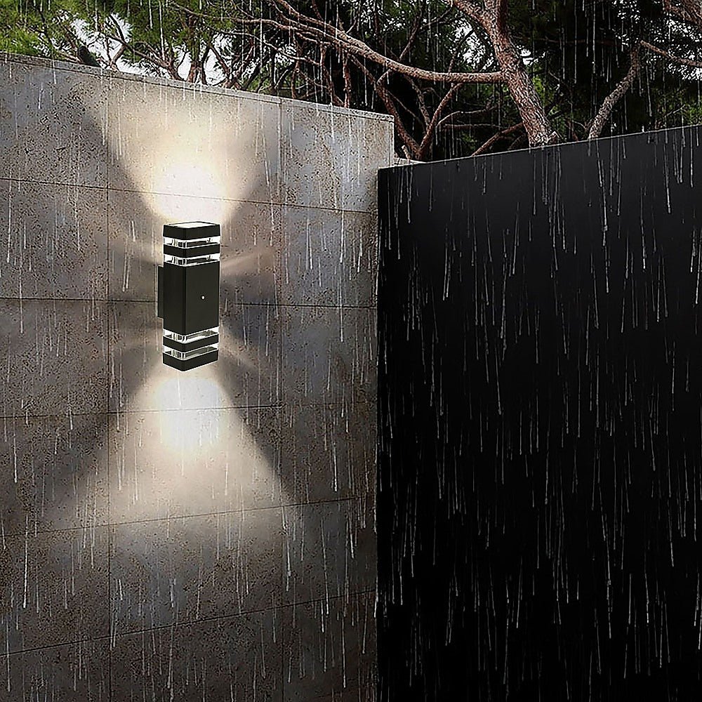 Modern 12" LED Up Down Wall Light dual Lamp Fixtures Outdoor Dusk to Dawn Sensor | Outdoorium