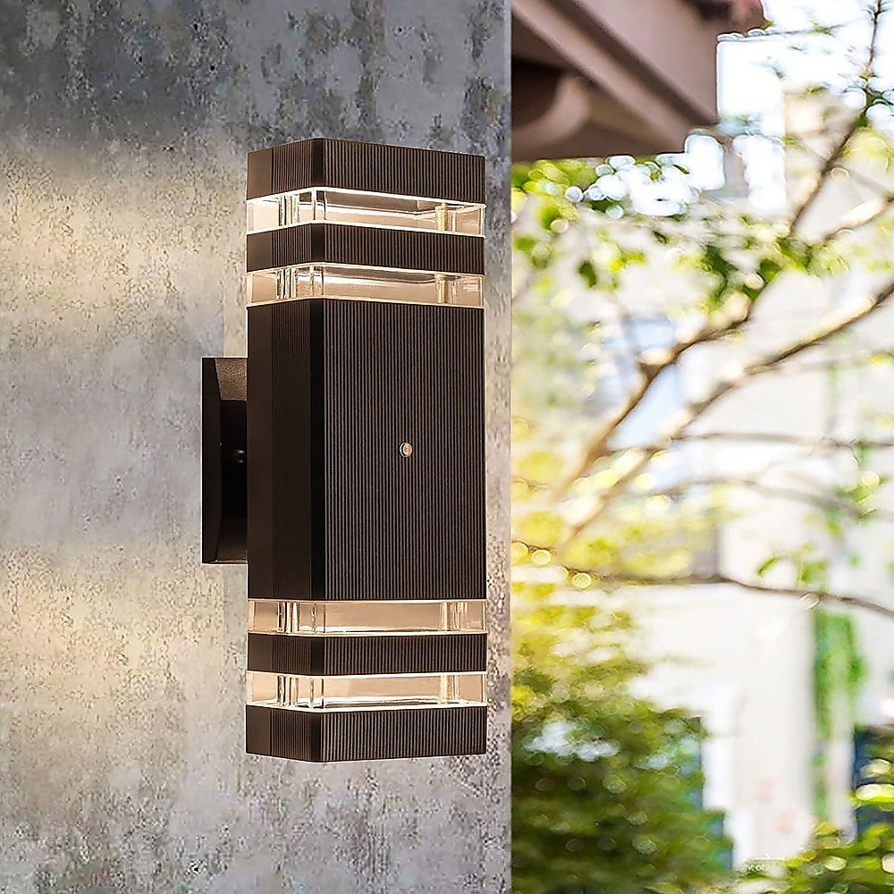 Modern 12" LED Up Down Wall Light dual Lamp Fixtures Outdoor Dusk to Dawn Sensor | Outdoorium