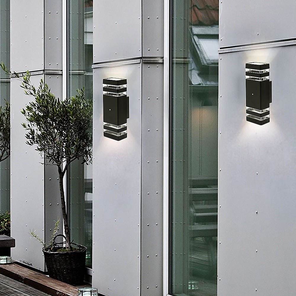 Modern 12" LED Up Down Wall Light dual Lamp Fixtures Outdoor Dusk to Dawn Sensor | Outdoorium