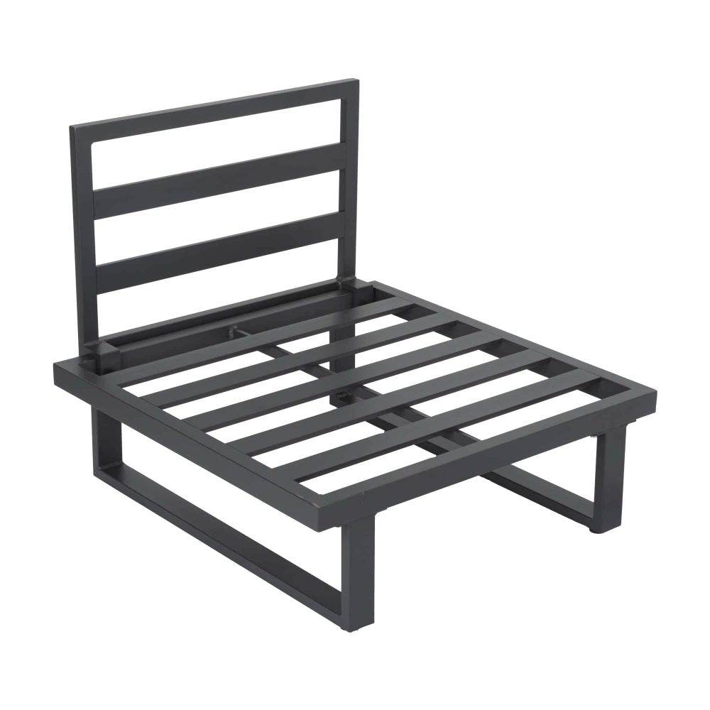 Modern Outdoor 7 Piece Lounge Set with Slatted Polywood Design Tables | Outdoorium