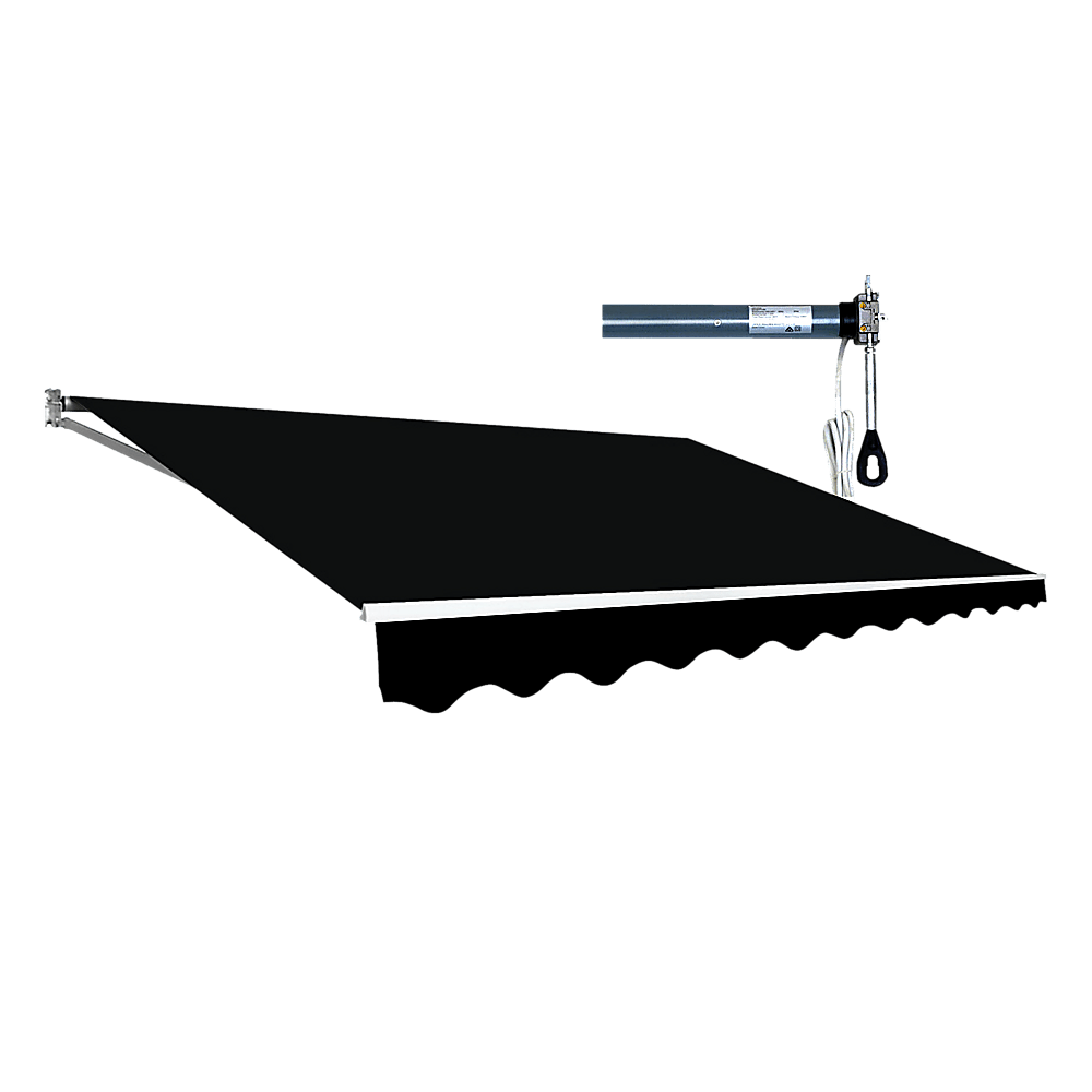 Motorised Outdoor Folding Arm Awning Retractable Sunshade Canopy Black 3.0m x 2.5m | Outdoorium
