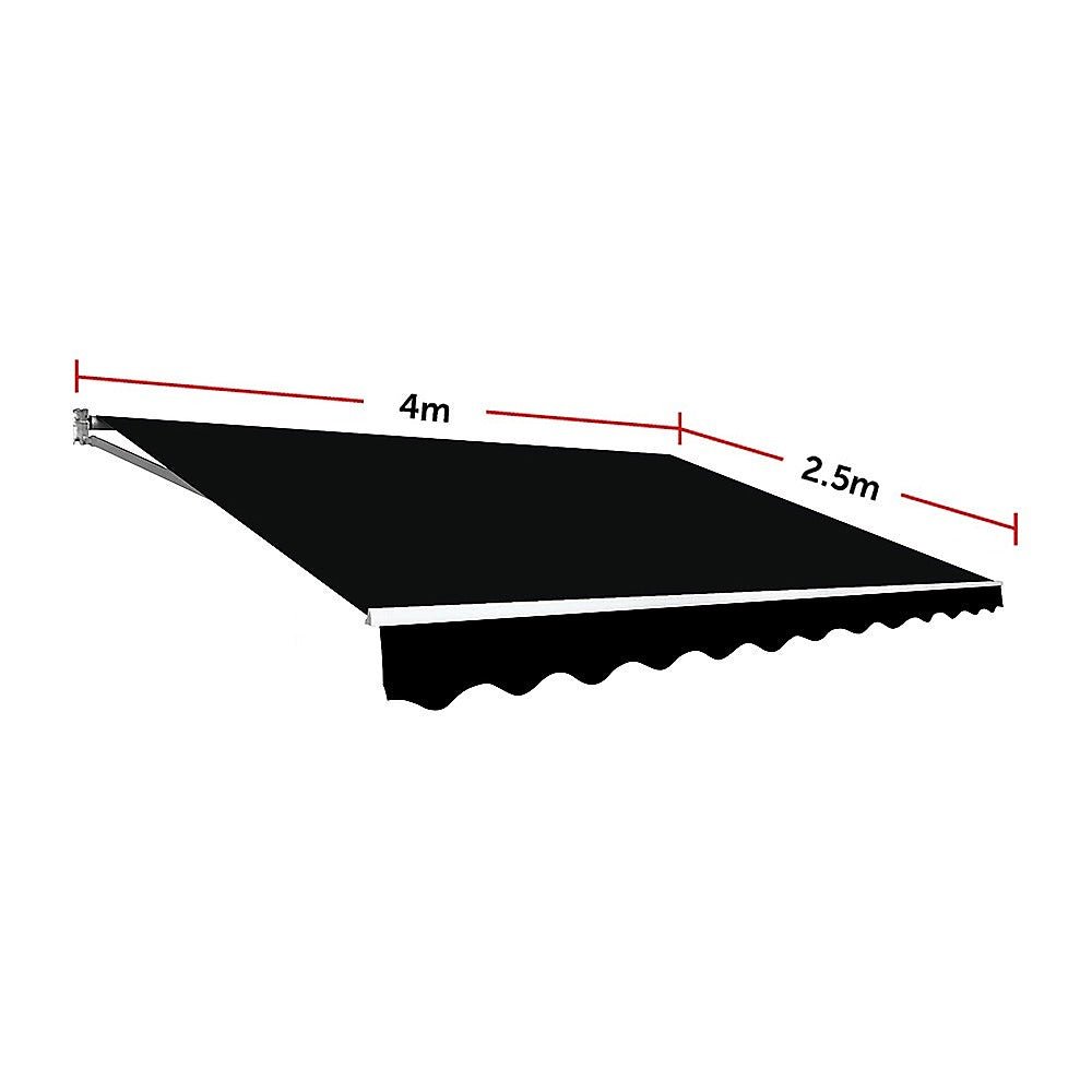 Motorised Outdoor Folding Arm Awning Retractable Sunshade Canopy Black 4.0m x 2.5m | Outdoorium