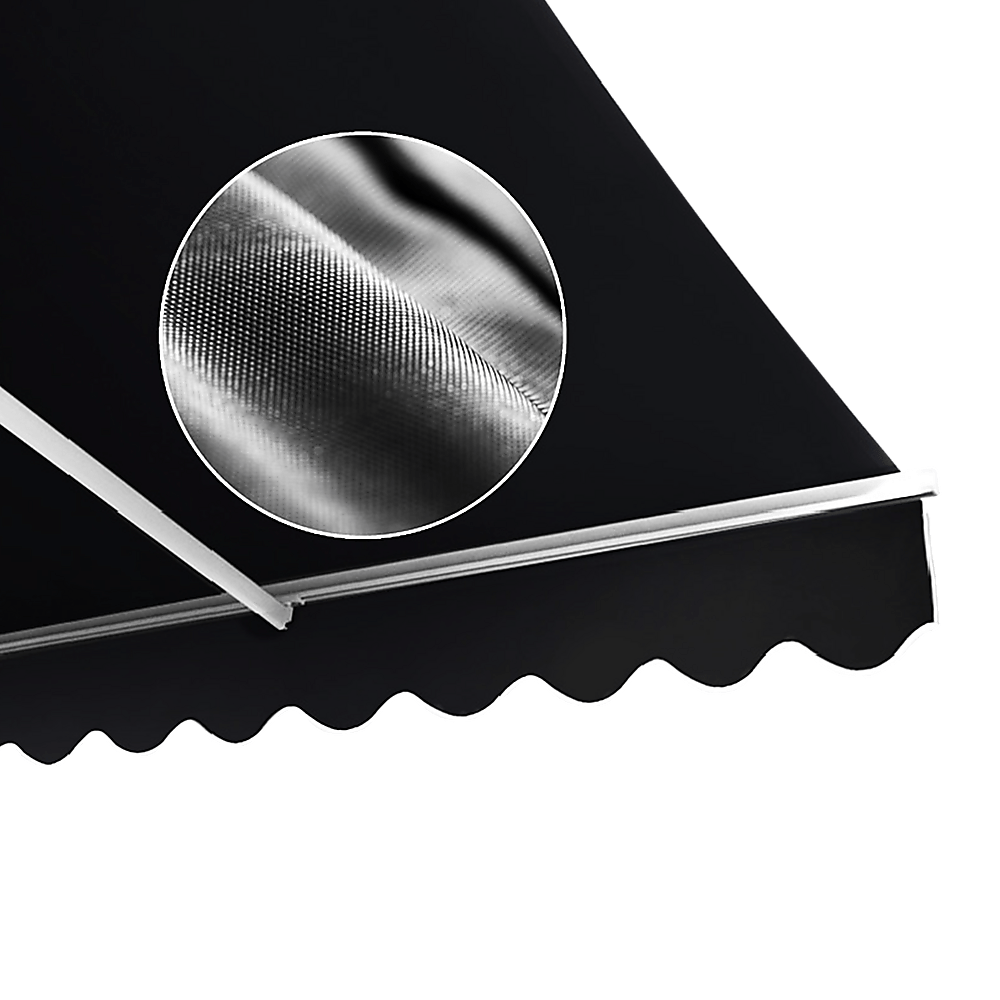 Motorised Outdoor Folding Arm Awning Retractable Sunshade Canopy Black 4.0m x 2.5m | Outdoorium