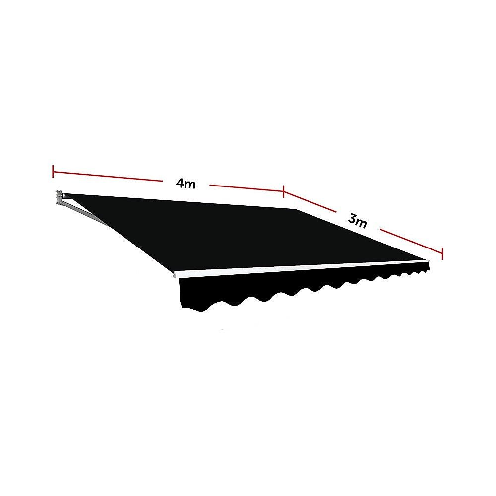 Motorised Outdoor Folding Arm Awning Retractable Sunshade Canopy Black 4.0m x 3.0m | Outdoorium