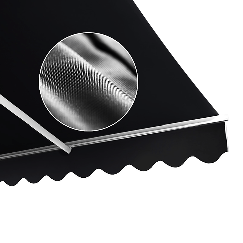Motorised Outdoor Folding Arm Awning Retractable Sunshade Canopy Black 4.0m x 3.0m | Outdoorium