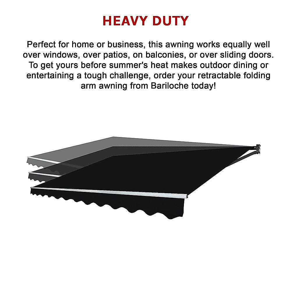 Motorised Outdoor Folding Arm Awning Retractable Sunshade Canopy Black 5.0m x 2.5m | Home & Garden > Shading > Awnings