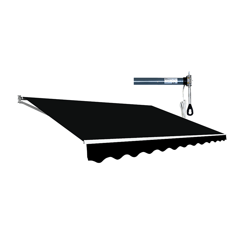 Motorised Outdoor Folding Arm Awning Retractable Sunshade Canopy Black 5.0m x 2.5m | Outdoorium