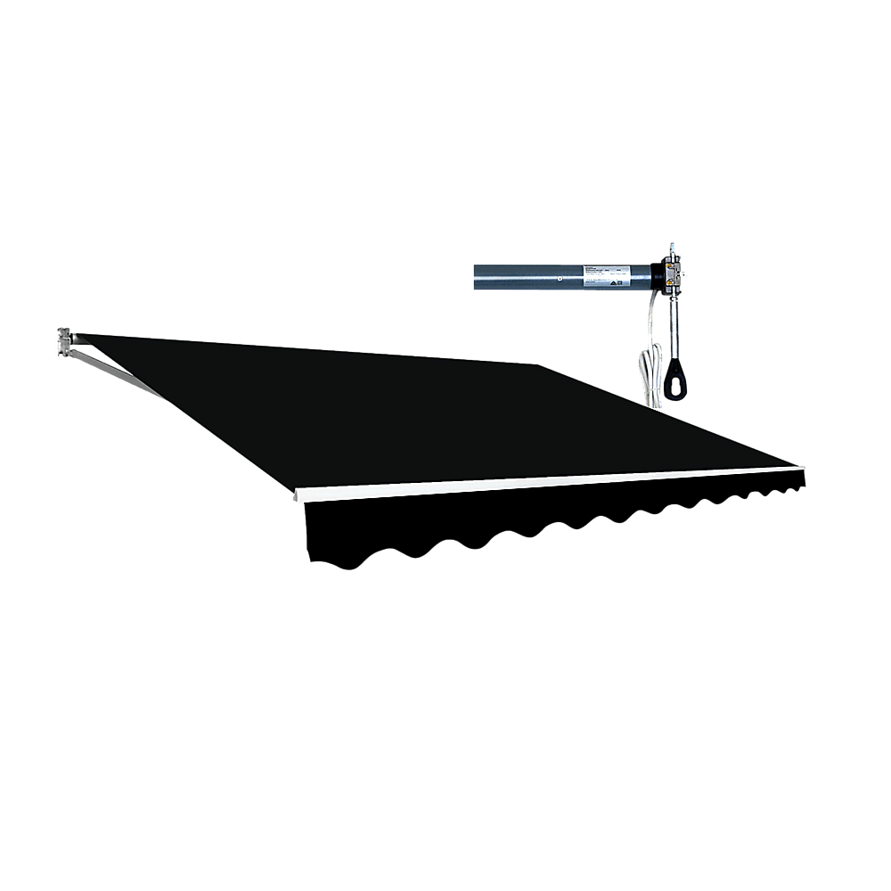 Motorised Outdoor Folding Arm Awning Retractable Sunshade Canopy Black 5.0m x 3.0m | Outdoorium