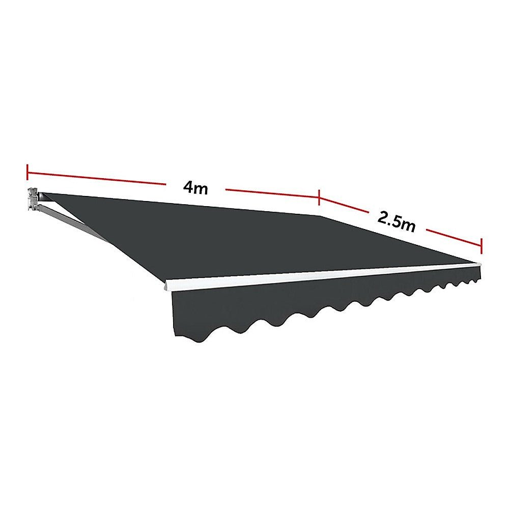 Motorised Outdoor Folding Arm Awning Retractable Sunshade Canopy Grey 4.0m x 2.5m | Outdoorium