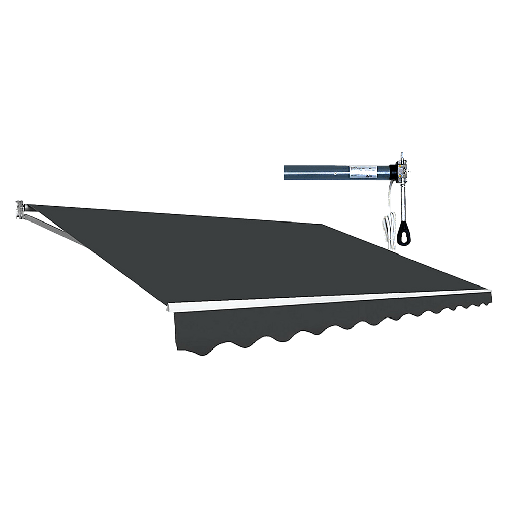 Motorised Outdoor Folding Arm Awning Retractable Sunshade Canopy Grey 4.0m x 3.0m | Outdoorium
