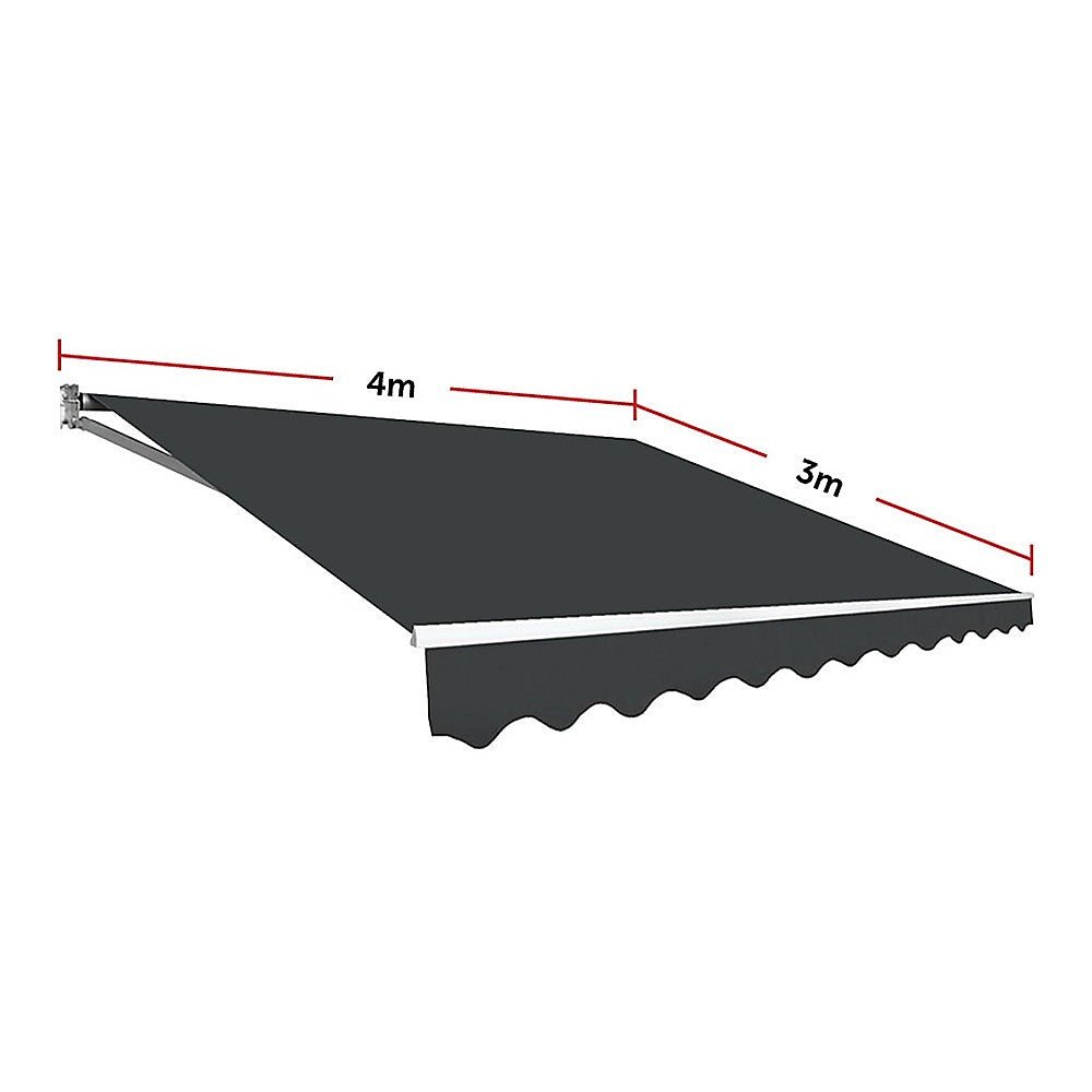 Motorised Outdoor Folding Arm Awning Retractable Sunshade Canopy Grey 4.0m x 3.0m | Outdoorium