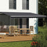 Motorised Outdoor Folding Arm Awning Retractable Sunshade Canopy Grey 5.0m x 3.0m | Outdoorium
