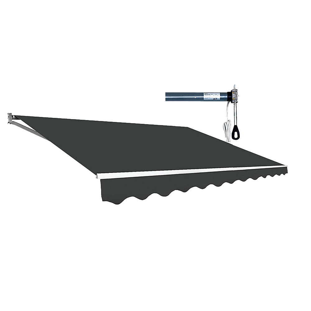 Motorised Outdoor Folding Arm Awning Retractable Sunshade Canopy Grey 5.0m x 3.0m | Outdoorium