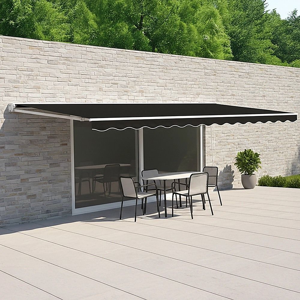 Motorised Retractable Awning – 4x2.5m Black Outdoor Shade