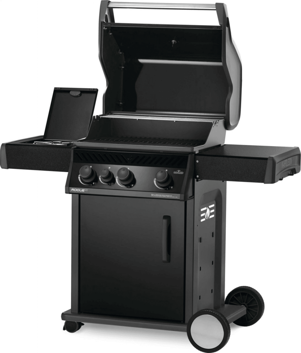 Napoleon Rogue XT 425 SB Natural Gas Grill with standard range side burner open