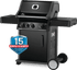 Napoleon Rogue XT 425 SB black gas grill with 15 year warranty badge