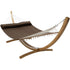 Natural Wooden Arc Hammock Stand & King Quilted Hammock in Brown - Outdoorium