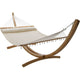 12ft Natural Wooden Arc Hammock Stand & King Quilted Hammock in Cream | Hammock Combo