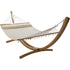 Natural Wooden Arc Hammock Stand & King Quilted Hammock in Cream - Outdoorium