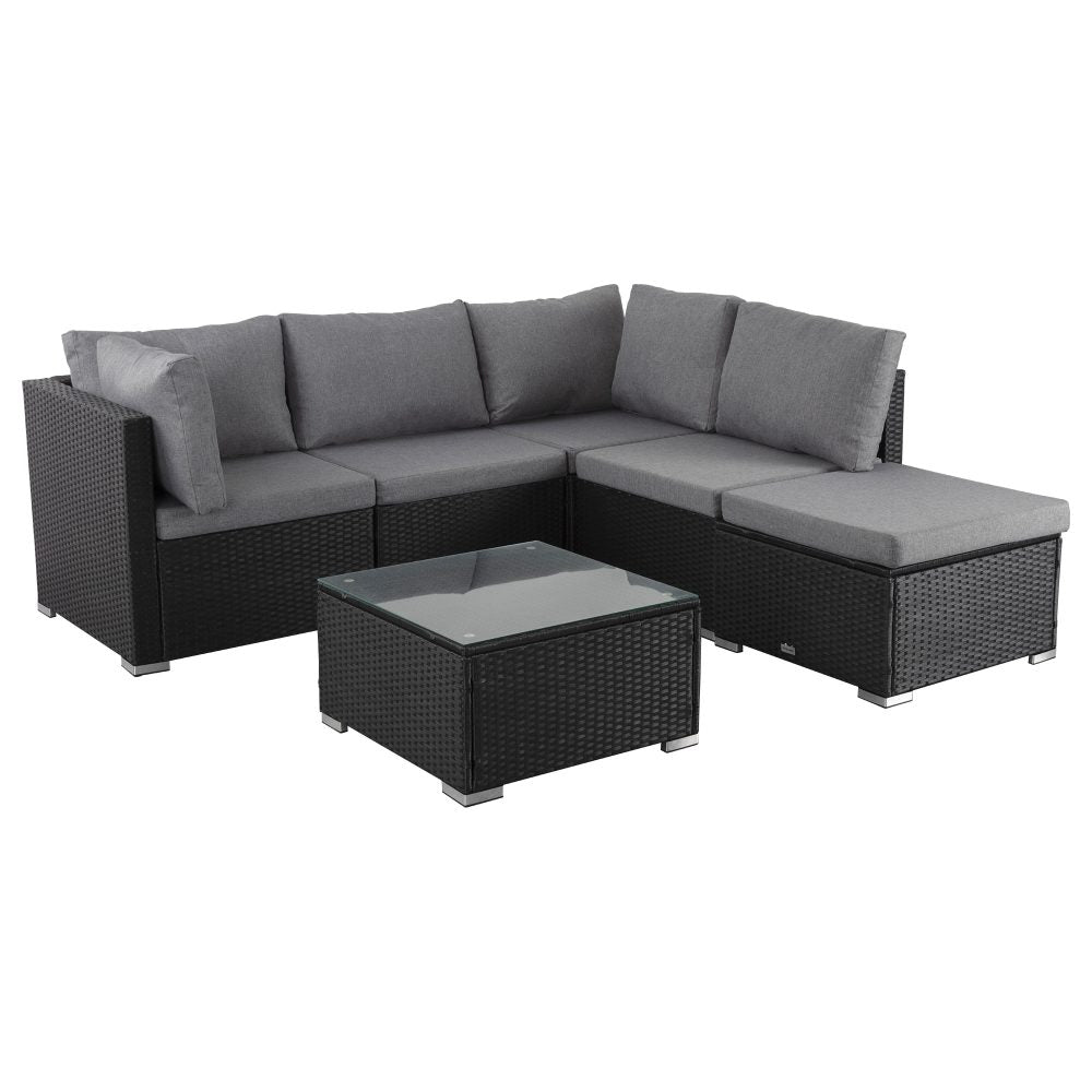 Ottoman - Style Outdoor Lounge Set in Black | Outdoorium