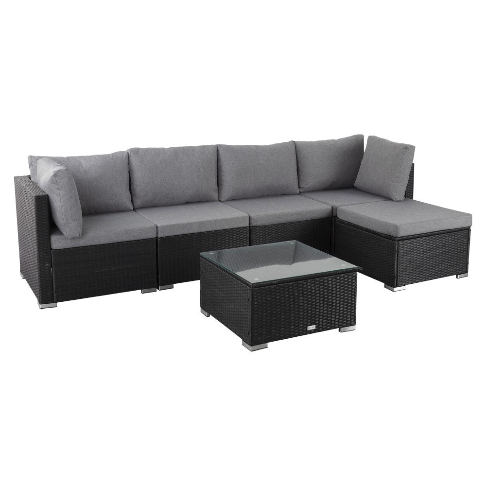 Ottoman - Style Outdoor Lounge Set in Black | Outdoorium